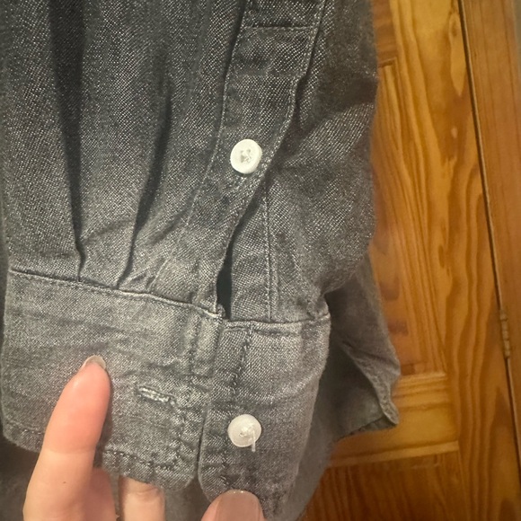 Aerie Oversized Button-Up Denim Shirt, Gray or Washed Black, Size S - Picture 6 of 10